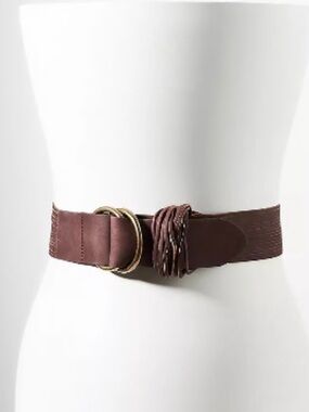 Anthropologie Tonya Double O-Ring Belt Leather Fringe Waist Belt Sz Med/Large